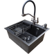Комплект кухонной мойки Kraft графит HS 600Х450мм NANO BLACK PVD Декор (3.0/1.0 мм)+Смеситель для кухни с подключением к фильтру Kroner KRP Edelstahl Klassisch - PVD03817BLK SM218095 фото 2