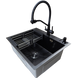 Комплект кухонної мийки Kraft NANO BLACK PVD HS60*50 Декор (3.0/1.0 мм) SM2349 фото 6