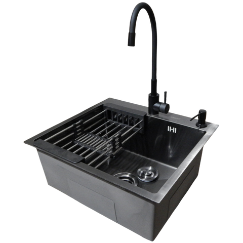 Комплект кухонної мийки Kraft -NANO BLACK 5050HM PVD SM8615 фото