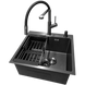 Комплект кухонної мийки Kraft NANO BLACK PVD HS50*50 (3.0/1.0 мм) декор SM6210 фото 4