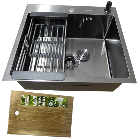 Кухонна мийка Kraft HM 50х50 NANO BLACK PVD (3.0/1.0 мм) SМ480 фото