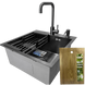 Комплект кухонной мойки Kraft HM 50х50 NANO BLACK PVD (3.0/1.0 мм) SМ048 фото 14