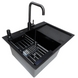 Комплект кухонной мойки Kraft NANO BLACK PVD HS 65х48 (3.0/1.0 мм) SM1802 фото 4
