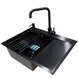 Комплект кухонной мойки Kraft NANO BLACK PVD HS 65х48 (3.0/1.0 мм) SM1802 фото 3