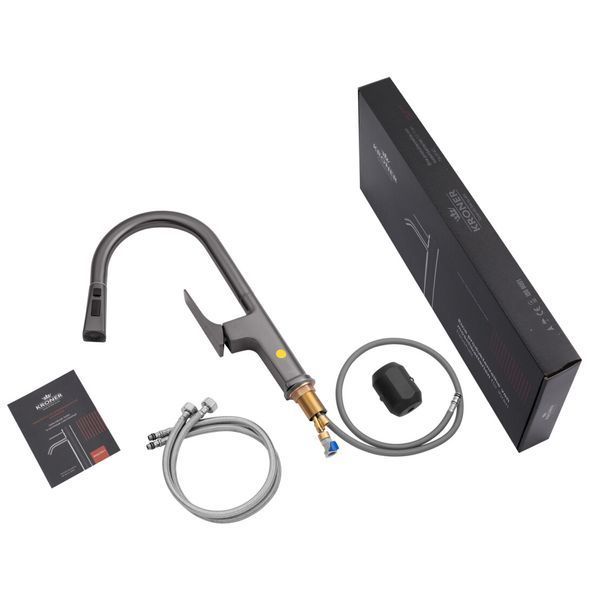 Комплект кухонной мойки Kraft HM 50х50 NANO BLACK (DECOR) PVD (3.0/1.0 мм) SМ610477 фото