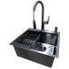 Комплект кухонной мойки Kraft HM 50х50 NANO BLACK (DECOR) PVD (3.0/1.0 мм) SМ610477 фото 5