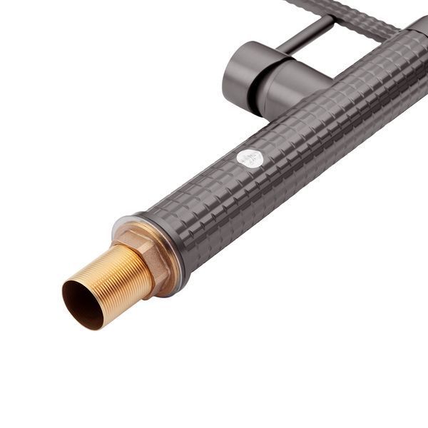 Комплект кухонной мойки Kraft HM 50х50 NANO BLACK (DECOR) PVD (3.0/1.0 мм) SМ039 фото