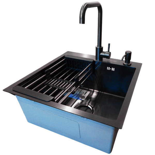 Комплект кухонной мойки Kraft HM 50х50 NANO BLACK PVD (3.0/1.0 мм)+(Измельчитель Kroner - 550W) SМ5048 фото