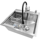 Комплект кухонной мойки Kraft HM 5448 Декор (3.0/1.0 мм)+Смеситель для кухни Kroner KRP Edelstahl Klassisch &ndash; ESG031BLK SM5522 фото 7