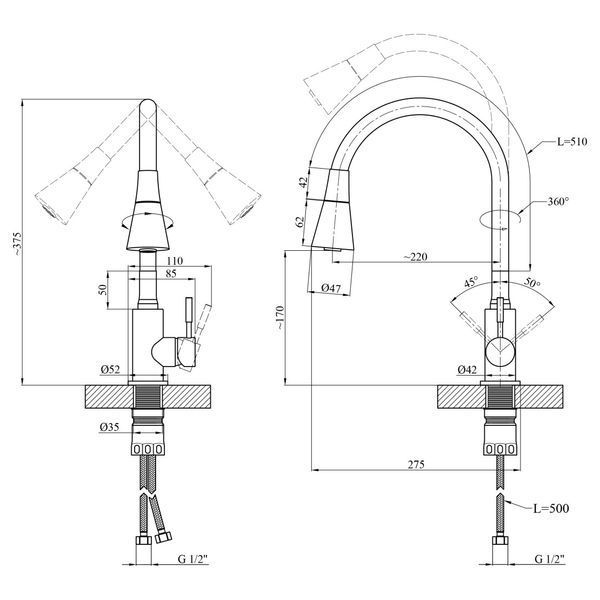 Комплект кухонной мойка Kraft KRF 5050 decor (3.0/1.0 мм) SM3705 фото