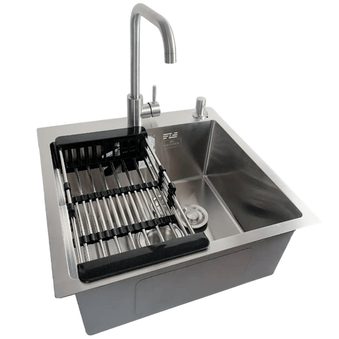 Комплект кухонної мийки Lidz Handmade H5050 Brushed Steel 3,0/1,0 мм SM1126 фото