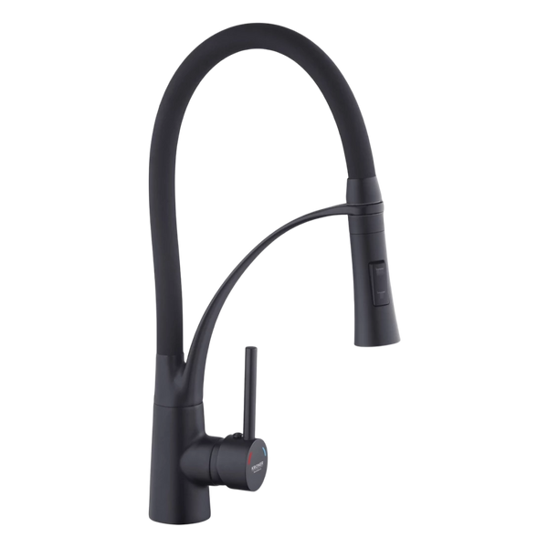 Комплект кухонной мойки Kraft HM 50х50 NANO BLACK (DECOR) PVD (3.0/1.0 мм)+Кухонный смеситель Kroner KRP Ersel - SCH03393BLK SМ467 фото