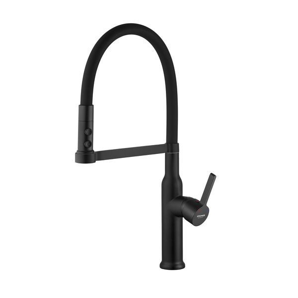 Комплект кухонной мойки Kraft NANO BLACK PVD HS 540*480мм Декор (3.0/1.0 мм)+Смеситель для кухни Kroner KRP Ersel &ndash; SCH03112BLK SM2950 фото
