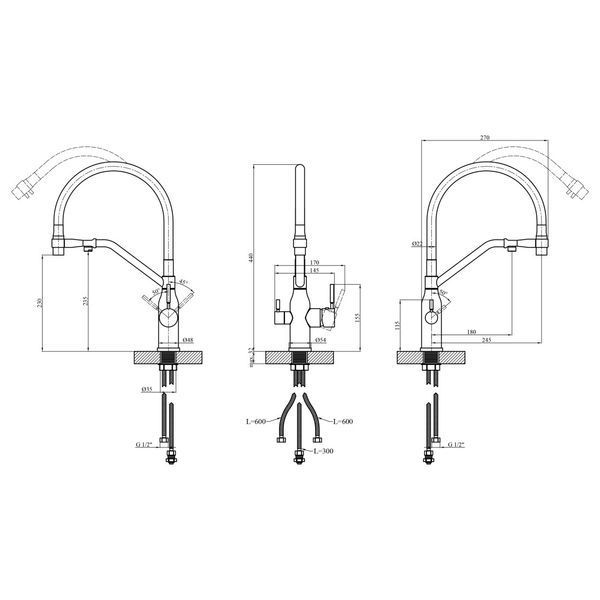 Комплект кухонної мийки Kraft KRF 6045 DECOR (3.0/1.0 мм) SM5009 фото
