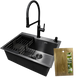 Комплект кухонной мойки Kraft NANO BLACK PVD HS 540*480мм Декор (3.0/1.0 мм)+Смеситель для кухни Kroner KRP Ersel &ndash; SCH03112BLK SM2950 фото 1