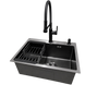 Комплект кухонной мойки Kraft NANO BLACK PVD HS 540*480мм Декор (3.0/1.0 мм)+Смеситель для кухни Kroner KRP Ersel &ndash; SCH03112BLK SM2950 фото 4