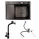 КОМПЛЕКТ Valeso Handmade мойка CM 65*50 R PVD черная + смеситель XK09B черный SM5151 фото 1
