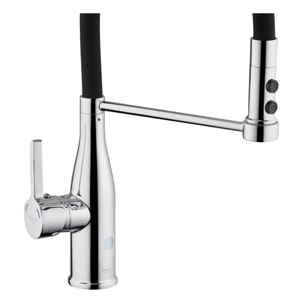Комплект кухонной мойка Kraft KRF 5050 decor (3.0/1.0 мм)+Кухонный смеситель Kroner KRP Ersel - C03111BLK SM40320 фото