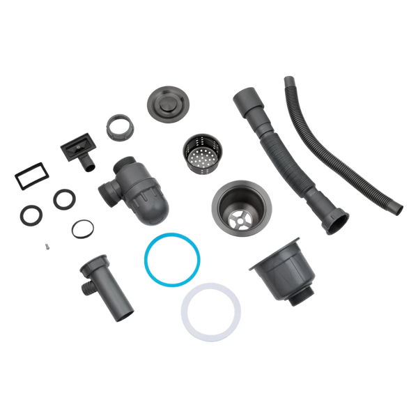 Комплект кухонної мийки KRP Schwarze - 7848RHM PVD SM558 фото