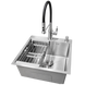 Комплект кухонной мойка Kraft KRF 5050 decor (3.0/1.0 мм)+Кухонный смеситель Kroner KRP Ersel - C03111BLK SM40320 фото 3