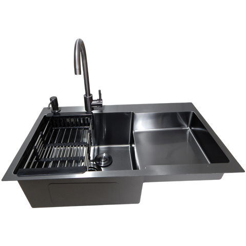 Комплект кухонної мийки Kraft&nbsp;Handmade&nbsp;- 780х480 LB&nbsp;PVD&nbsp;(3.0/1.0 мм)​​​​​​​ SM1215 фото