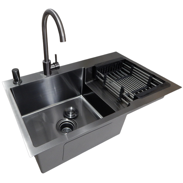 Комплект кухонной мойки Kraft&nbsp;Handmade&nbsp;- 780х480 LB&nbsp;PVD&nbsp;(3.0/1.0 мм)​​​​​​​ SM1215 фото