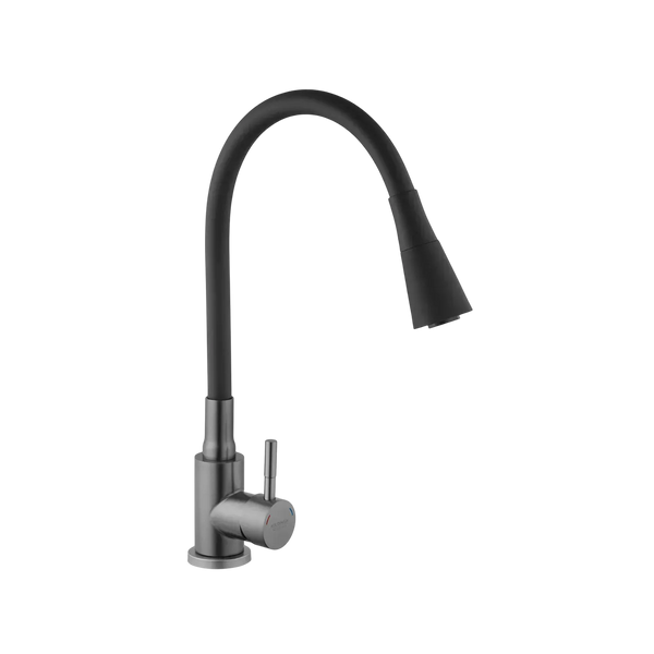 Комплект кухонної мийки KRAFT Handmade NANO BLACK PVD графіт HS 5448 Декор (3.0/1.0 мм)+Змішувач для кухні Kroner KRP Edelstahl Klassisch &ndash; PVD031BLK SM50619 фото