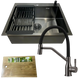 Комплект кухонной мойки Kraft HM 50х50 NANO BLACK PVD (3.0/1.0 мм) SМ3490 фото 1