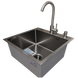 Комплект кухонной мойки Kraft HM 50х50 NANO BLACK (DECOR) PVD (3.0/1.0 мм) SМ044 фото 21