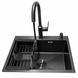 Комплект кухонной мойки Kraft NANO BLACK PVD HS60*45 (3.0/1.0 мм) декор SM2702 фото 3